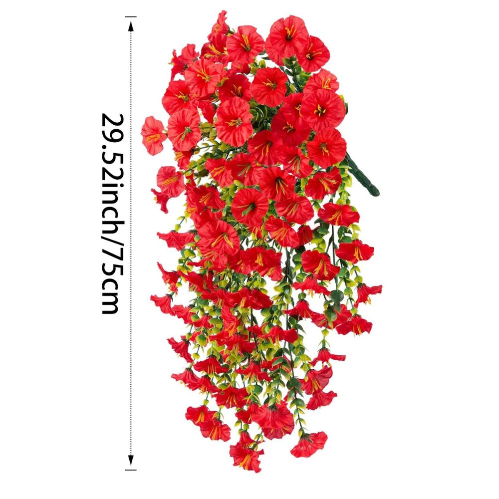 Artificial Morning Glory Flower Hanging Vine UV Resistant Outdoor Decor