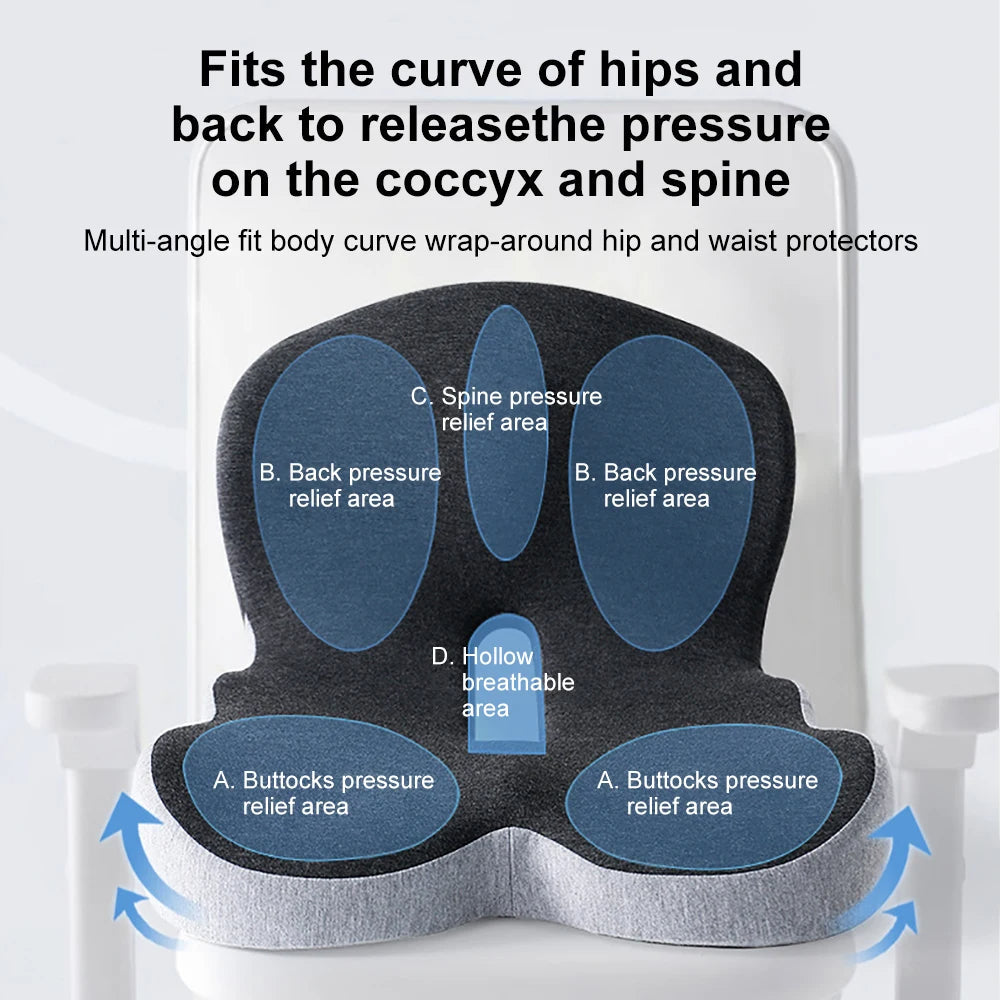 Seat Cushion Memory Foam Lumbar Support Pillow For Car And Office