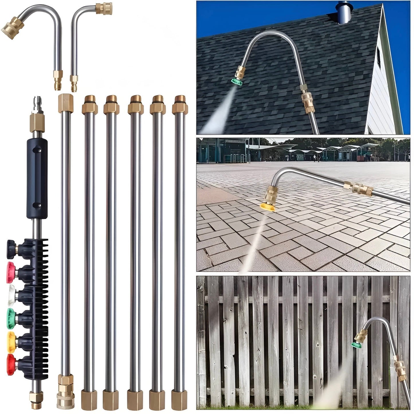 Telescoping Pressure Washer Wand 4000 PSI For Roof, Gutter, And Wall Cleaning