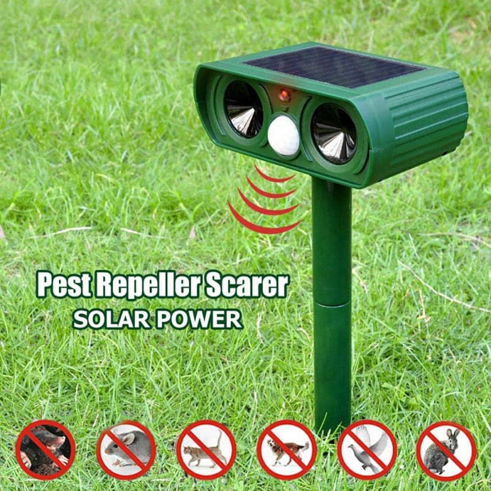 Animal Repellent Solar Powered Ultrasonic Outdoor Pest Deterrent Device