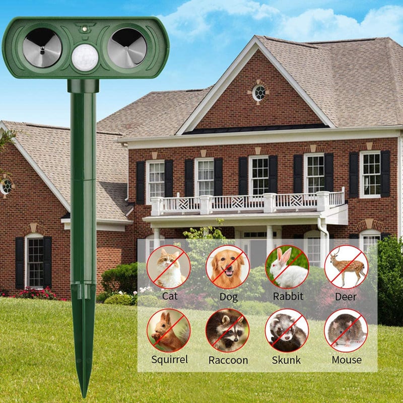 Animal Repellent Solar Powered Ultrasonic Outdoor Pest Deterrent Device