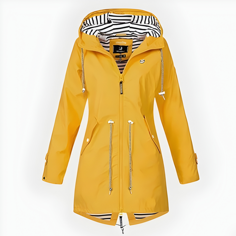Long Rain Jacket For Women, Windproof And Waterproof With Hood