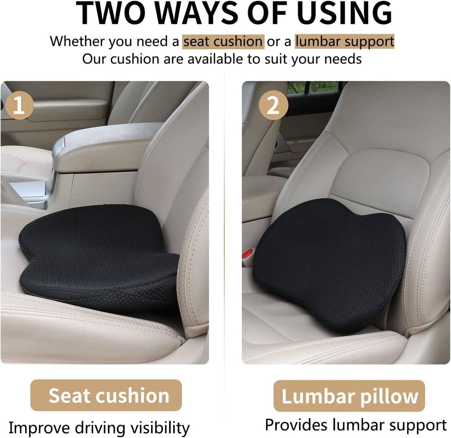 Car Seat Cushion For Shorter Drivers And Enhanced Driving Comfort