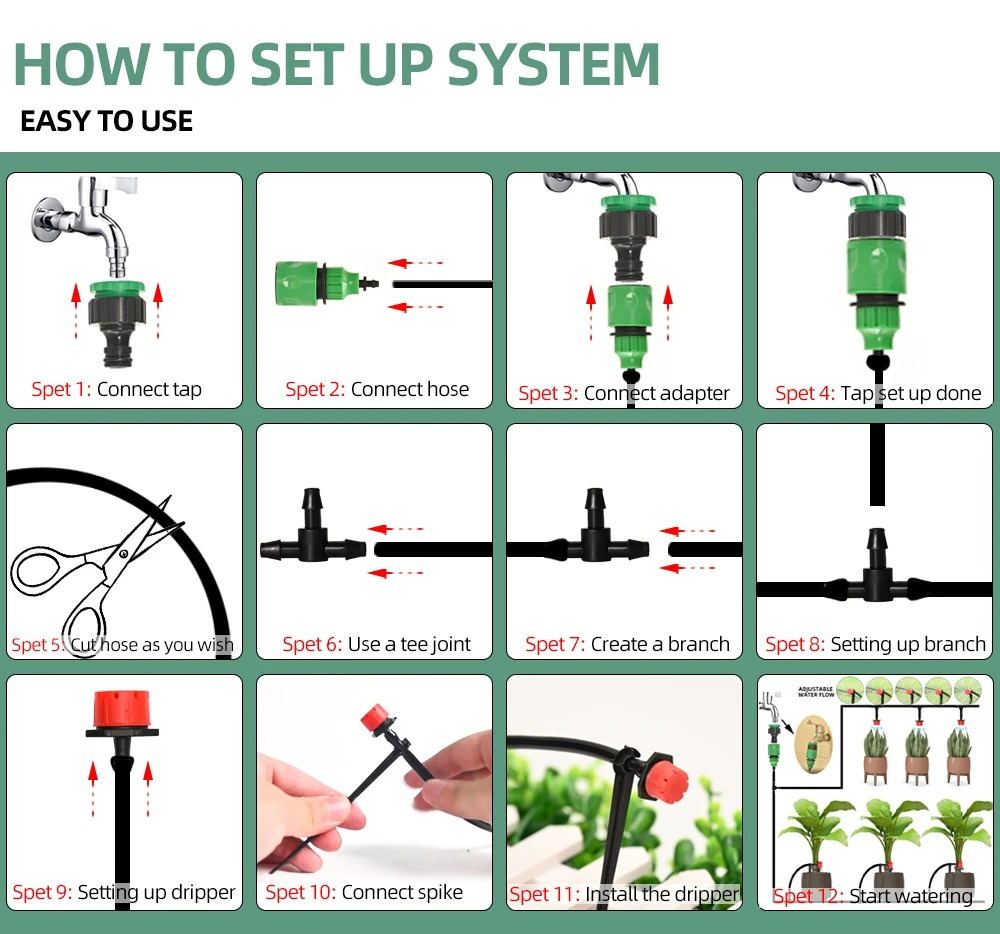 Drip Irrigation System With Automatic Timer For Garden Plants
