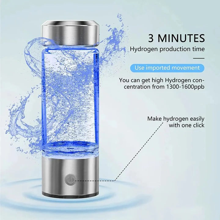 Hydrogen Water Bottle With Portable Electrolyzer For Travel And Sports