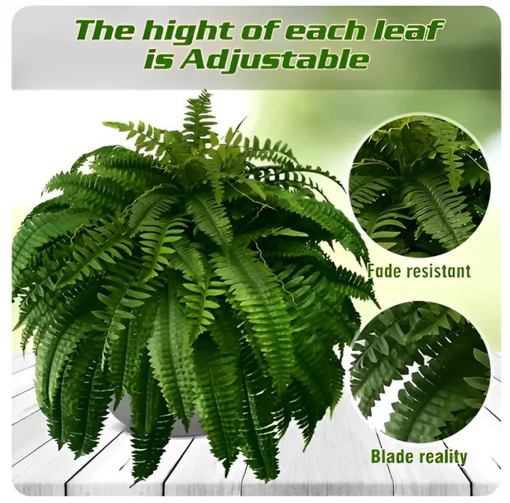 Artificial Boston Fern Hanging Plant For Porch And Balcony Decor