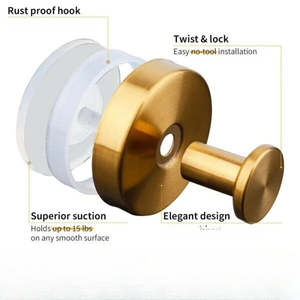 Suction Cup Wall Hooks With Twist-Lock Mechanism For Damage-Free Hanging