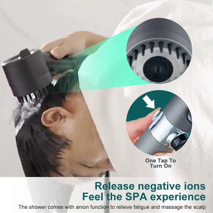 Showerhead High-Pressure Adjustable Spray With Water-Saving Settings Chrome Finish