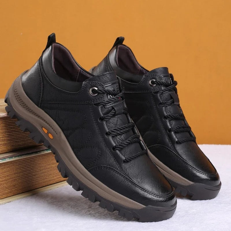 Men's Leather Orthopedic Shoes With Arch Support And Cushioned Insoles