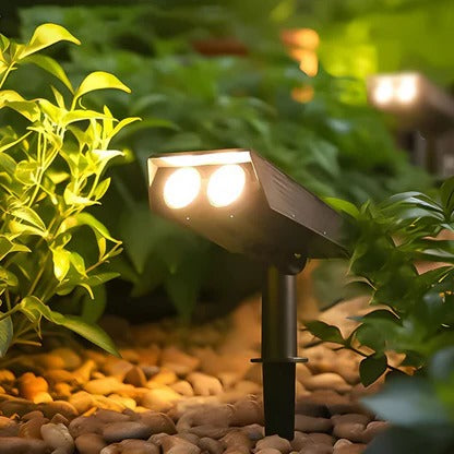 Solar LED Spotlight With Adjustable Multi-Zoom Beam For Outdoors