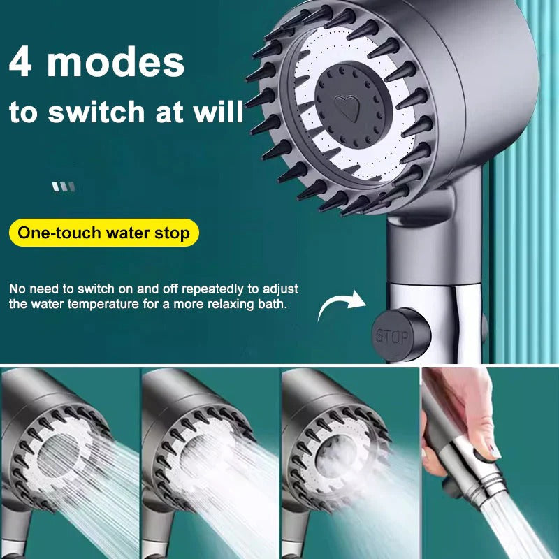 Showerhead High-Pressure Adjustable Spray With Water-Saving Settings Chrome Finish