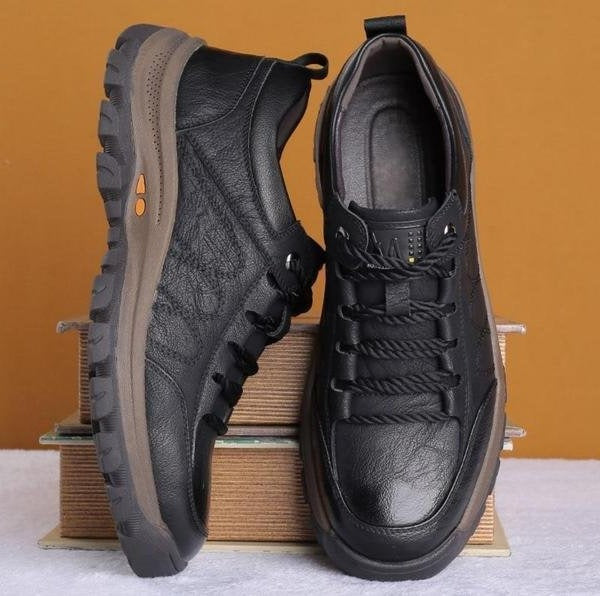 Men's Leather Orthopedic Shoes With Arch Support And Cushioned Insoles
