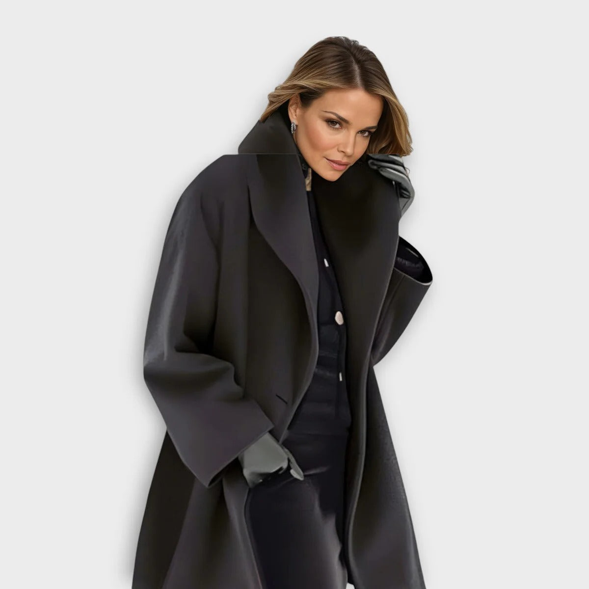 Women's Windproof Wool Coat With Luxe Faux-Fur Collar And Warm Lining