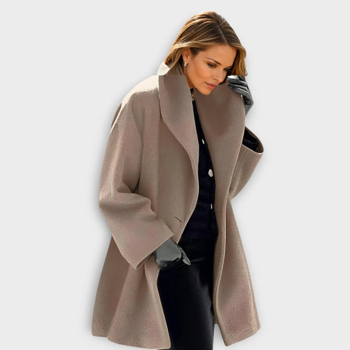 Women's Windproof Wool Coat With Luxe Faux-Fur Collar And Warm Lining