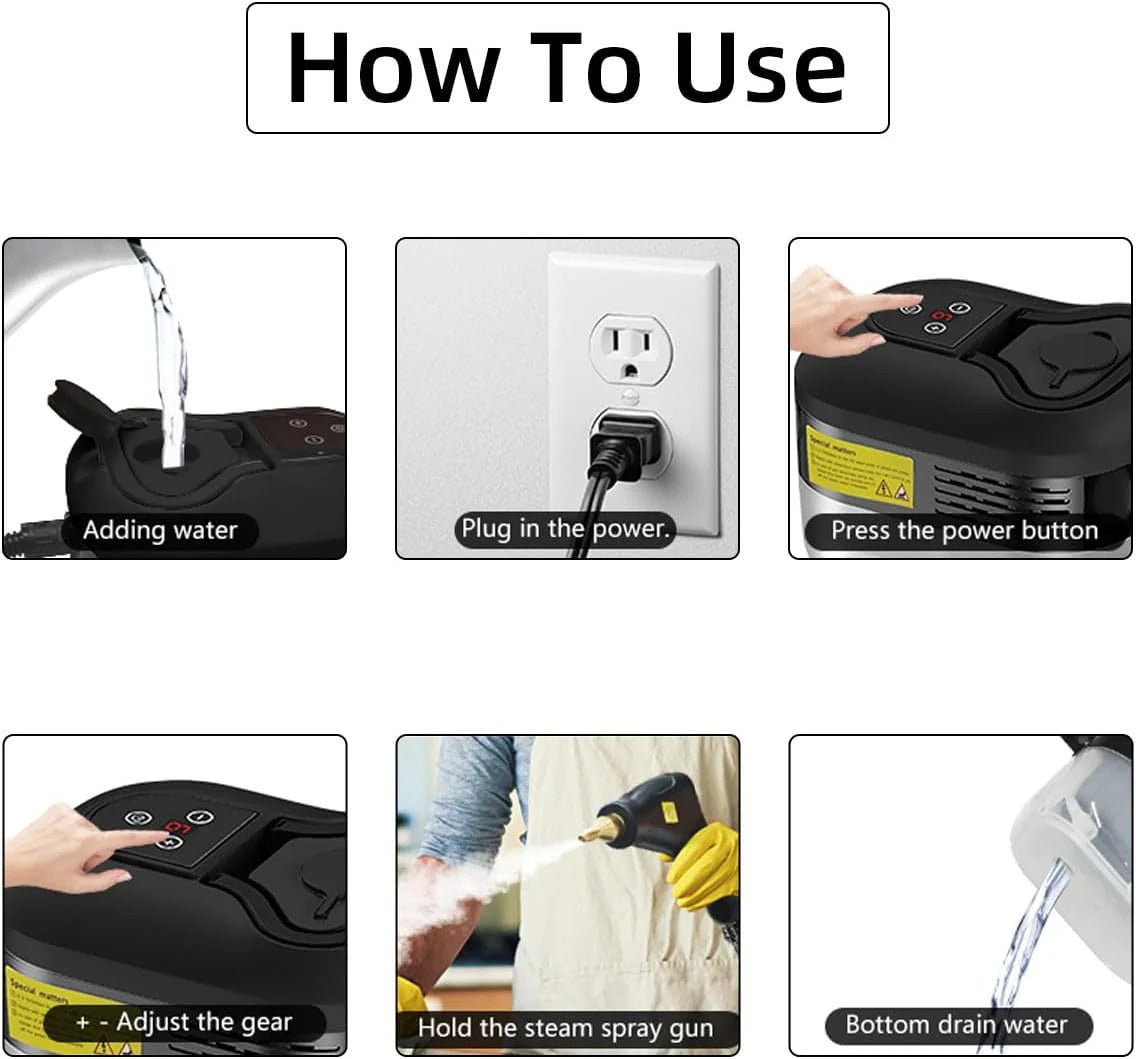 Steam Cleaner 2500W High-Pressure With Protective Gloves Included
