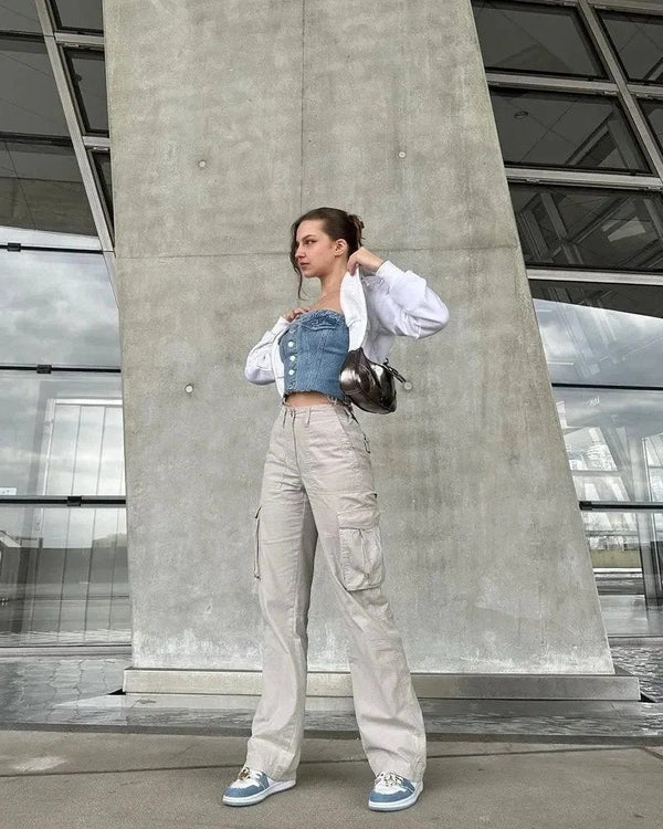 Cargo Pants With Adjustable Waist And Straight Fit For Everyday Wear