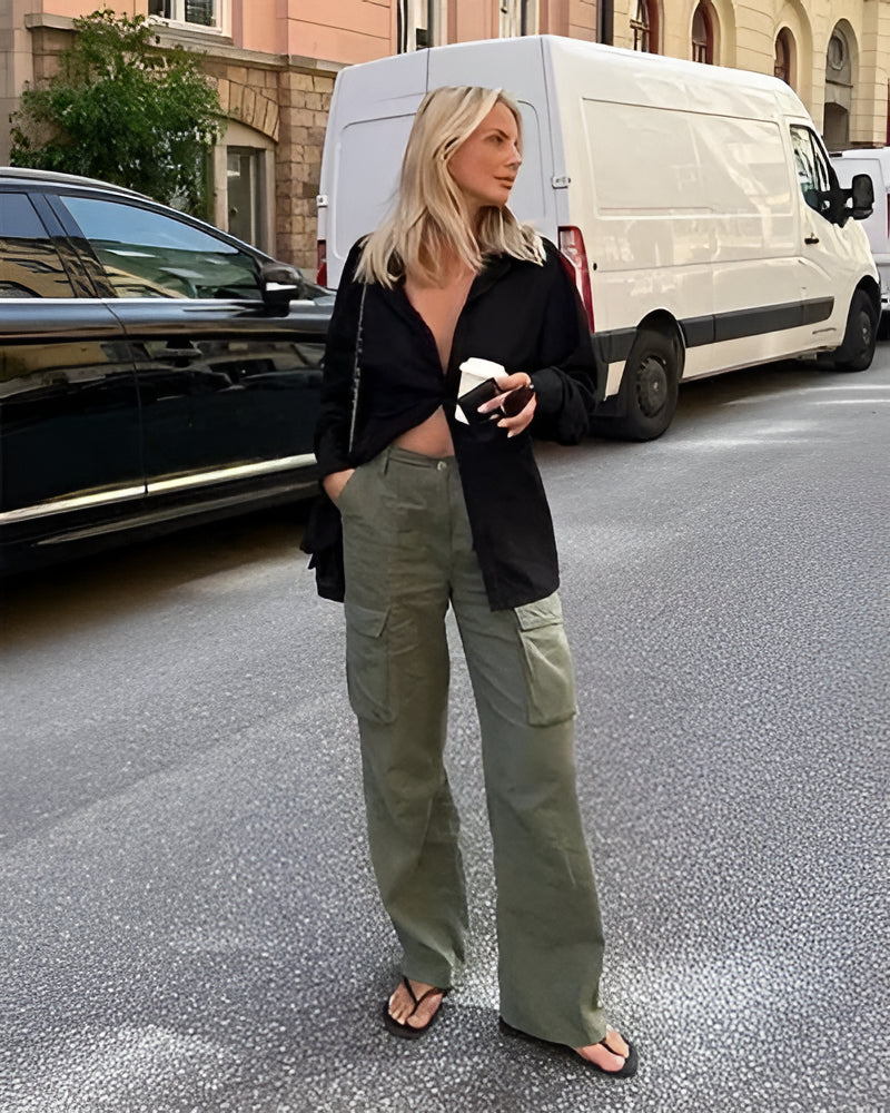 Cargo Pants With Adjustable Waist And Straight Fit For Everyday Wear