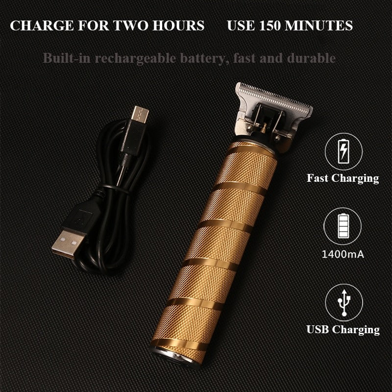 Men's Hair Clippers Gold Cordless Set With Professional Trimmer