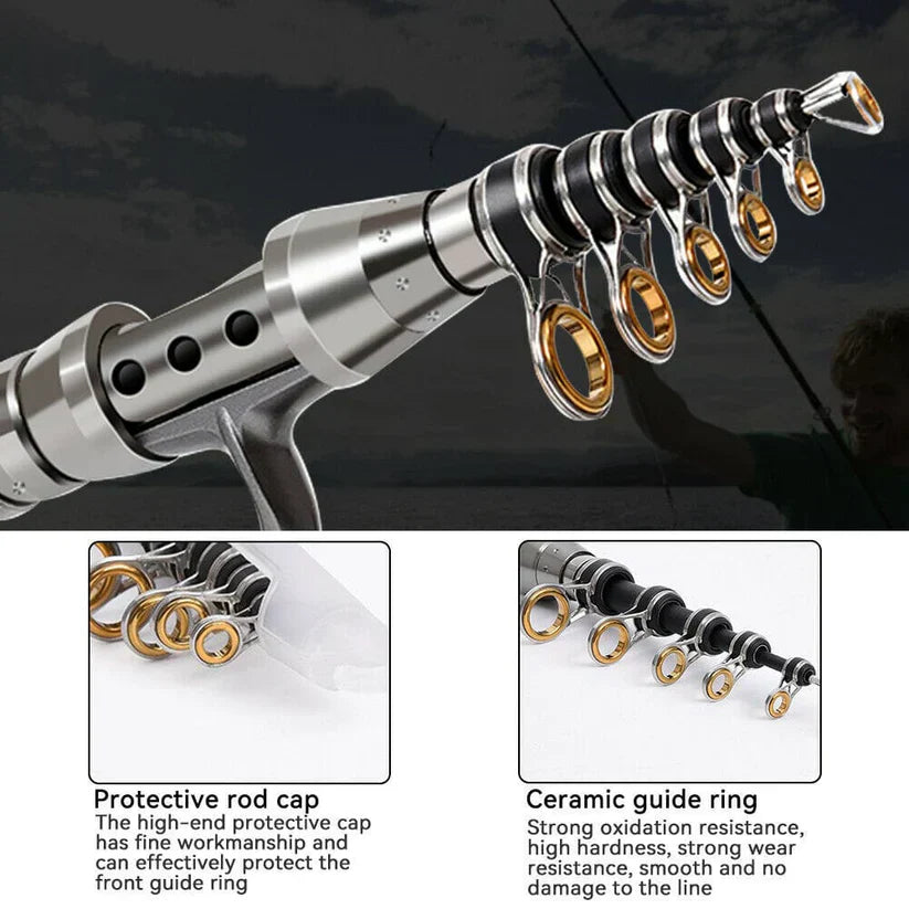Telescopic Fishing Rod And Reel Combo Carbon Fiber For Saltwater And Freshwater
