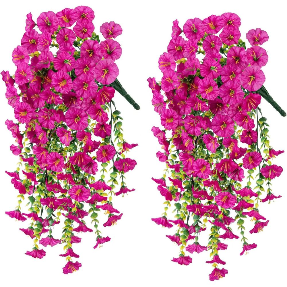 Artificial Morning Glory Flower Hanging Vine UV Resistant Outdoor Decor