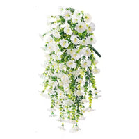 Artificial Morning Glory Flower Hanging Vine UV Resistant Outdoor Decor