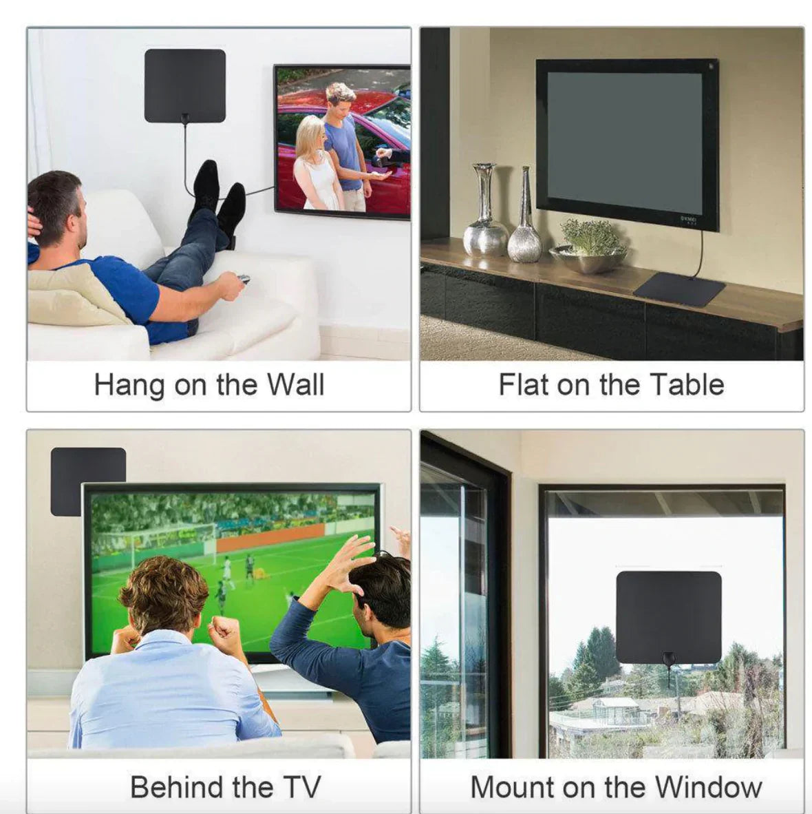 Indoor Digital HDTV Antenna With 300-Mile Range And Signal Booster