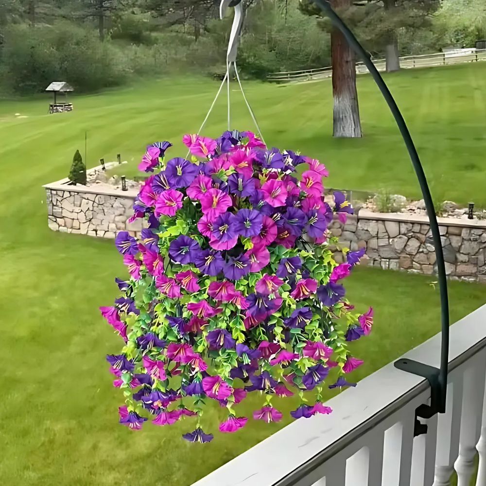 Artificial Morning Glory Flower Hanging Vine UV Resistant Outdoor Decor
