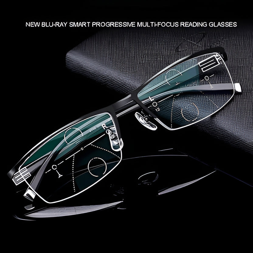 Progressive Prescription Sunglasses With Smart Photochromic Tint And Anti-Glare