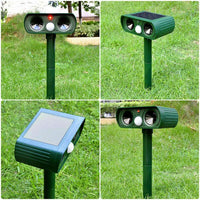 Animal Repellent Solar Powered Ultrasonic Outdoor Pest Deterrent Device
