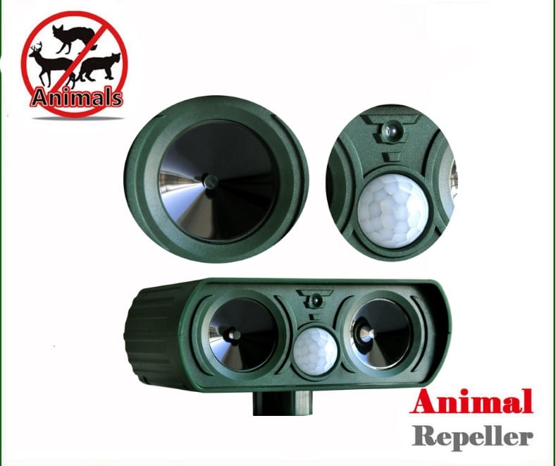 Animal Repellent Solar Powered Ultrasonic Outdoor Pest Deterrent Device