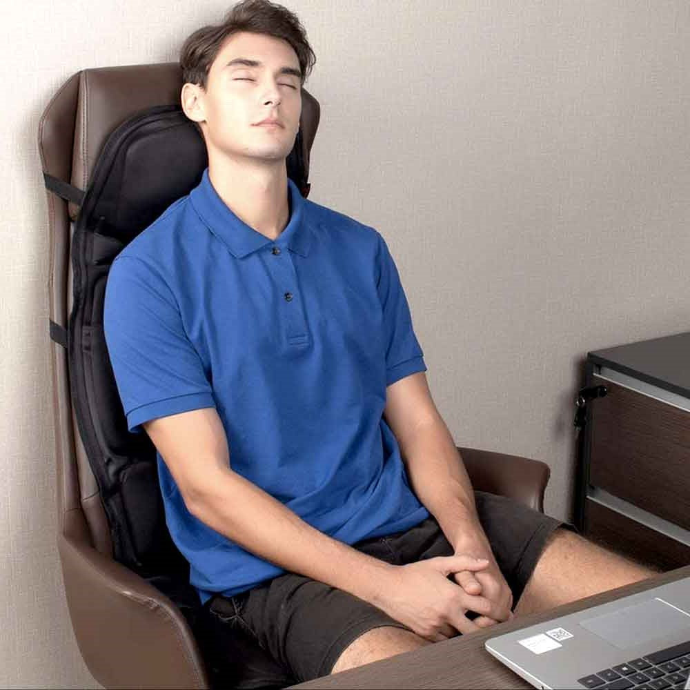 Massage Chair Pad 8-Mode Heated Neck/Back Cushion For Car & Home
