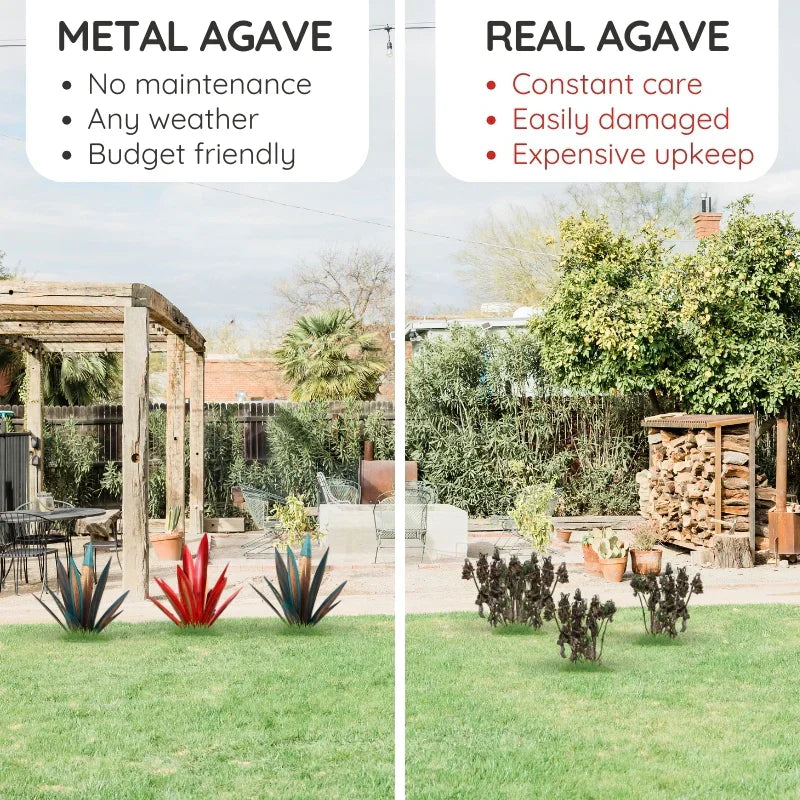 Metal Decorative Plant Sculpture Agave Americana For Indoor Outdoor Decor