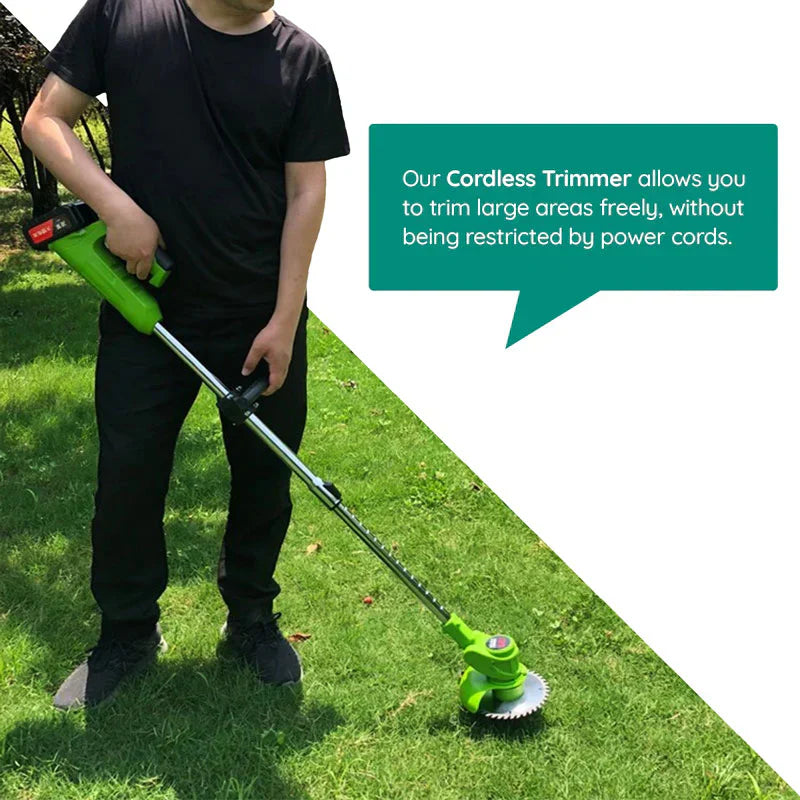 Cordless Grass Trimmer, Battery-Operated Powerful Electric, Rechargeable For Yard Use