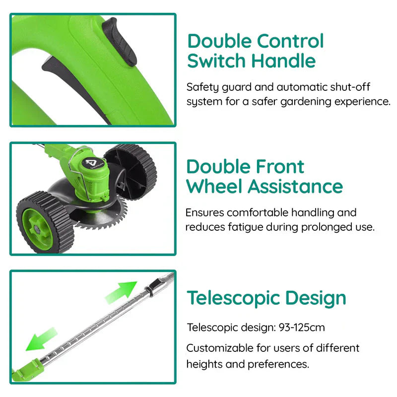 Cordless Grass Trimmer, Battery-Operated Powerful Electric, Rechargeable For Yard Use