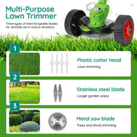 Cordless Grass Trimmer, Battery-Operated Powerful Electric, Rechargeable For Yard Use