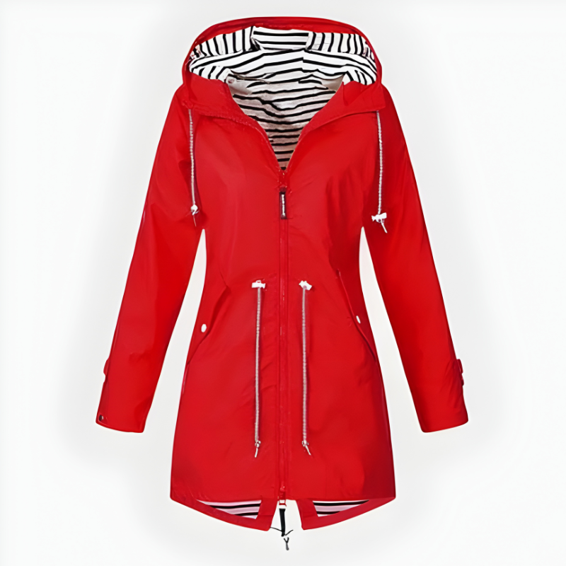Long Rain Jacket For Women, Windproof And Waterproof With Hood