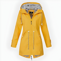 Long Rain Jacket For Women, Windproof And Waterproof With Hood