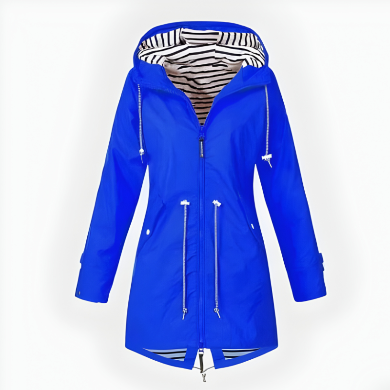 Long Rain Jacket For Women, Windproof And Waterproof With Hood