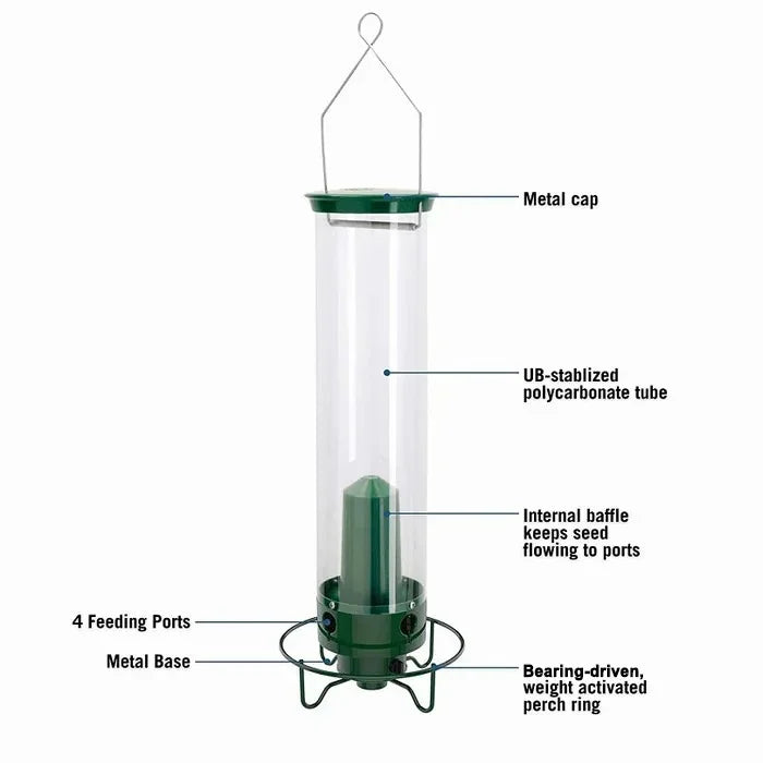 Bird Feeder Squirrel-Proof Metal Cage With Weight-Activated Perch