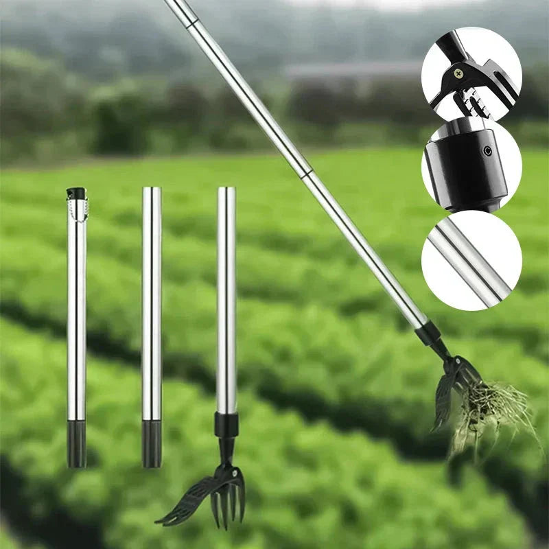 Weed Puller With Adjustable Long Stainless Steel Handle, Detachable Head