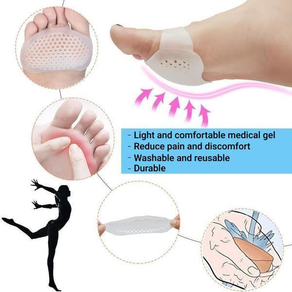 Metatarsal Pads Breathable Gel Cushions For Ball Of Foot, Set Of 2