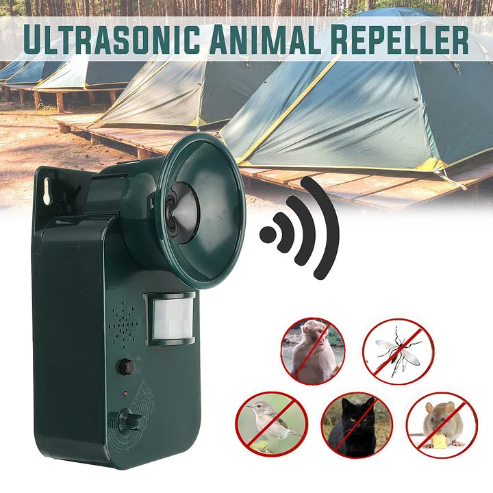 Outdoor Ultrasonic Animal Repeller Cordless 9V DC Covers 5,000 Sq Ft