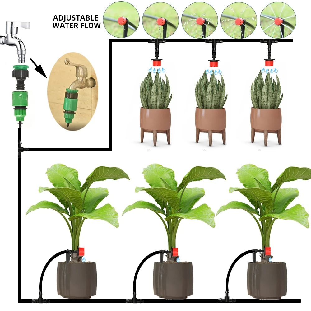 Drip Irrigation System With Automatic Timer For Garden Plants