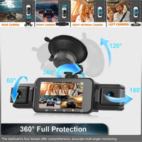 4-Channel Dash Cam with Night Vision and Parking Monitor, WiFi App Control