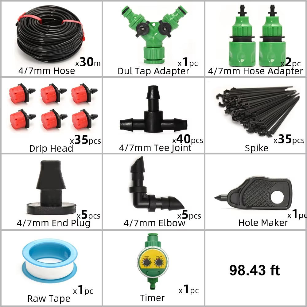 Drip Irrigation System With Automatic Timer For Garden Plants
