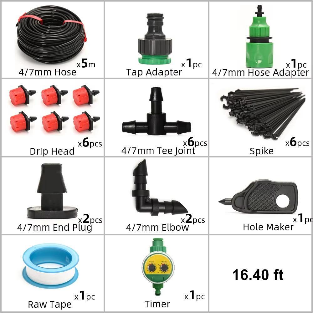 Drip Irrigation System With Automatic Timer For Garden Plants