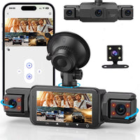 4-Channel Dash Cam with Night Vision and Parking Monitor, WiFi App Control
