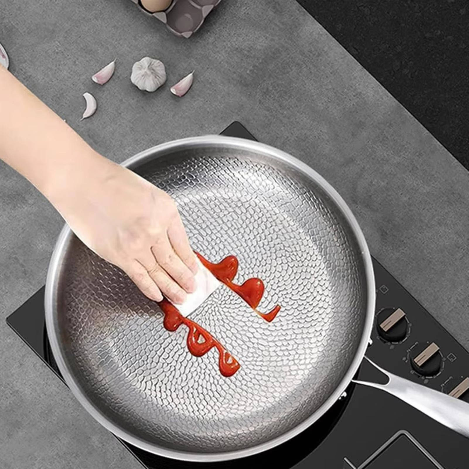 Pan With Titanium Nonstick, Non-Toxic Coating For Healthy Cooking