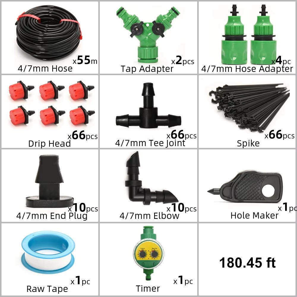 Drip Irrigation System With Automatic Timer For Garden Plants