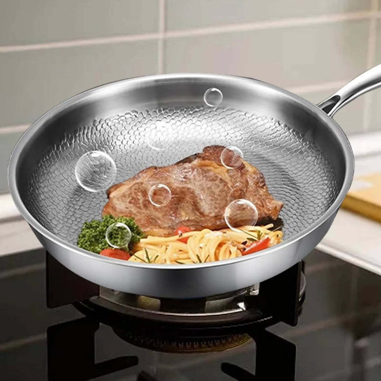Pan With Titanium Nonstick, Non-Toxic Coating For Healthy Cooking